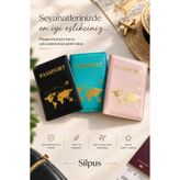 Silpus 3'lü Pasaport Kılıfı Siyah Pembe Mavi