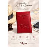 Silpus Pasaport Kılıfı Cüzdanı Tekli Kırmızı