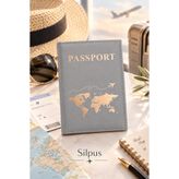 Silpus Tekli Deri Pasaport Kılıfı Gri