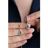 Silvano Jewelry 925 Ayar Gümüş Zümrüt Yeşil Takı Seti