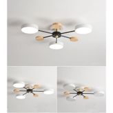 Simaavize 3'lü Beyaz Modern Ahşap Detaylı Led Avize
