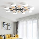 Simaavize Modern Ahşap Detaylı Led Avize 8'li Beyaz