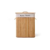 Simple Living 80 lt Bej Bambu Çift Hazneli Örme Çamaşır Sepeti