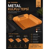 Şimşek Lazer 3'lü Metal Tepsi Seti - Kiremit