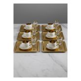 SİNİ EN İYİSİNİ Paslanmaz Çelik 6 Adet Kare Lüx Desenli Gold Ad-15 Kahve, Çay Sunum Servis Tepsisi