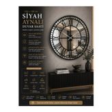 Siyah 100 x 100 cm Aynalı Duvar Saati