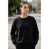 Siyah Basic O Yaka Oversize Kadın Sweatshirt - 97053 - XL