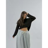 Siyah Bisiklet Yaka Basic Kadın Sweatshirt Coc3541
