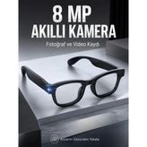 Siyah Bluetooth Akıllı Kamera Gözlüğü 8 Mp Kameralı Aı Çeviri Wi-Fi Fotoğraf Video Müzik A