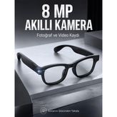 Siyah Bluetooth Akıllı Kamera Gözlüğü 8 Mp Kameralı Aı Çeviri Wi-Fi Fotoğraf Video Müzik Arama ve Dokunmatik Kontrollü - Acı Kahverengi