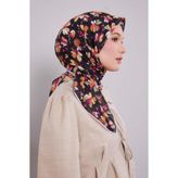 Siyah Çiçek Desen Soft Eşarp