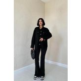 Siyah Çıtçıtlı Süet Gömlek