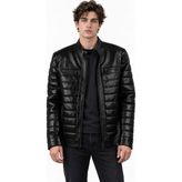 Siyah Deri Erkek Deri Mont - 5XL