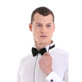 Siyah Düz papyon Mendil Set | STD