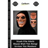 Siyah File Gözlü Beyaz Dişli Ten Rengi Sırıtan Yüz Maskesi Kostüm Süsü Yılbaşı Eğlencesi