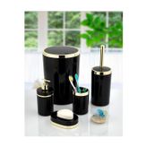 Siyah Gold Yuvarlak Banyo Seti 5 Parça