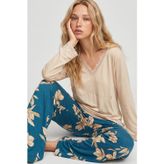 Siyah İnci Dantelli Viskon Örme Pijama Takım 8021
