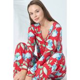 Siyah İnci Düğmeli Viskon Pijama Takım
