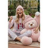 Siyah İnci Fitilli Polar Kışlık Örme Pijama Takım