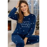 Siyah İnci Polar Kışlık Örme Pijama Takım