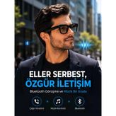 Siyah Kameralı Akıllı Gözlük Bluetooth Telefon Görüşmeli Video Fotoğraf Ve Ses Kayıtlı Dokunmatik Kontrollü