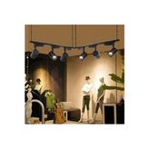 Siyah Kasa Günışığı 6'lı Dönen LED Ray Spot ve 2'li Raylı Armatür Seti