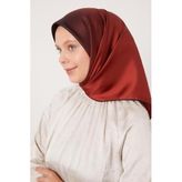 Siyah-Kırmızı Geçişli Twill İpek Eşarp