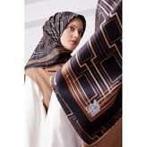 Siyah Küp Desen Twill İpek Eşarp