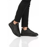 Siyah Lastik Bağcıklı Erkek Sneaker