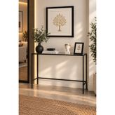 Siyah Metal Şeffaf Camlı Modern Dresuar 100cm