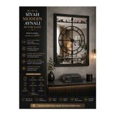 Siyah Modern 90 x 65 cm Aynalı Duvar Saati