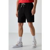 Siyah Pamuklu Kalın Yumuşak Dokulu Comfort Fit Basic Erkek Şort - 81274