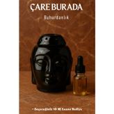 Siyah Parlak Buda Buhurdanlık (Seçeneğiniz 10 Ml Esans Hediye)