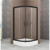 Siyah Profil Duşakabin + Oval Duş Teknesi - 90x90