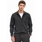 Siyah Regular Fit Ekose Erkek Gömlek