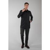 Siyah Regular Fit Polyester Pardösü Trençkot Pardesü