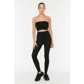 Siyah Seamless Fitilli Spor Tayt