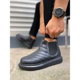 Siyah (Siyah Taban) Lastikli Erkek Sneaker Bot