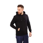 Siyah Üç Iplik Erkek Kapüşonlu Sweatshirt-1 -