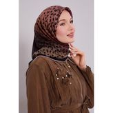 Siyah-Yeşil Leopar Desen Soft Eşarp