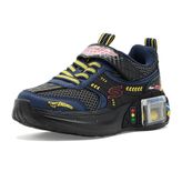 Skechers Erkek çocuk garaj spor ayakkabısı, siyah ve lacivert sentetik/tekstil/sarı, 27 EU