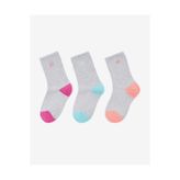 SKECHERS NON TERRY CREW 3'lü Paket Çocuk Çorap Gri/Multi, 7-8 Yaş, S600806-095, grey, kız-çocuk