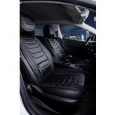 Skoda Forman 2+1 Parçalı Lüx Deri Oto Koltuk Kılıfı Ön Arka Takım Eagle TAM SİYAH