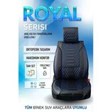 Skoda Forman Station Wagon Uyumlu Lüx Deri Oto Koltuk Kılıfı Ön Arka Takım Royal Serisi Siyah Mavi