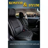 Skoda Forman Station Wagon Uyumlu Lüx Deri Oto Koltuk Kılıfı Ön Arka Takım Safir Serisi Siyah Beyaz