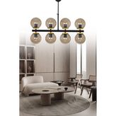 ŞL Şef Light Lagos 8'li Siyah Modern Lüks Avize - Bal Cam