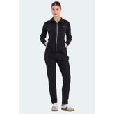 Slazenger REFER Kadın Fermuarlı Dik Yaka Cepli Siyah Eşofman Takımı
