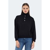 Slazenger VIDAL Oversize Kadın Dik Yaka Oversıze Siyah Sweatshirt