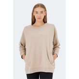 Slazenger VIKENTI SW Oversize Kadın Cepli Oversıze Bej Sweatshirt
