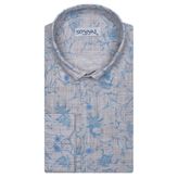Slim Fit Desenli Bej Erkek Gömlek